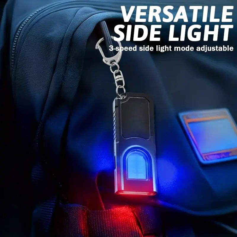 Portable USB Charging Handsfree Flashlight, Mini Keychain Lamp with Bottom Magnetic, 5 Light Modes, Emergency Lantern for Travel, Camping, Fishing