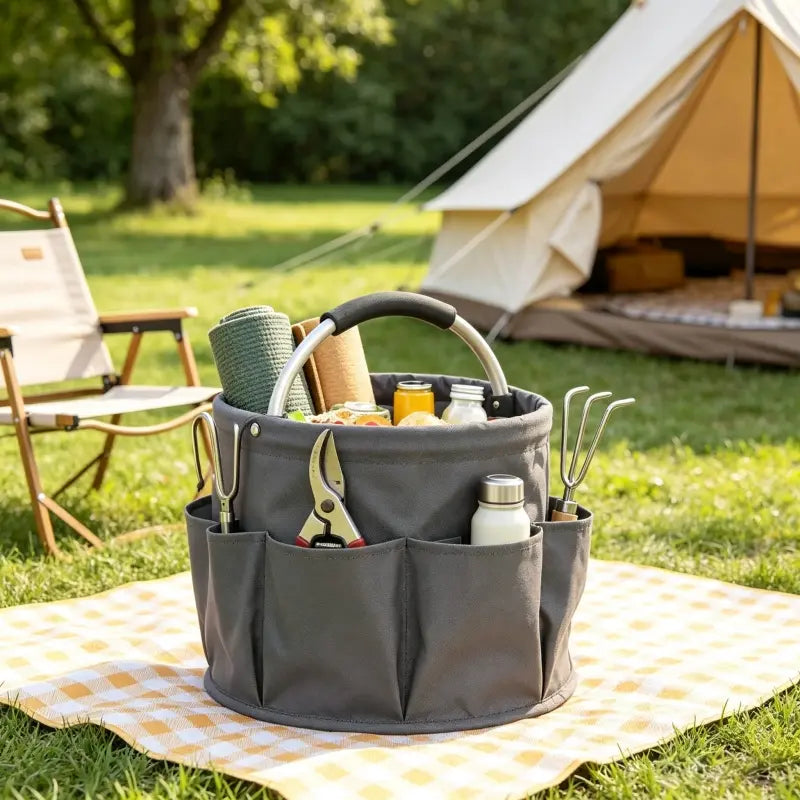 Foldable Multi-Pocket Picnic Storage Basket, Portable Laundry Bag, Outdoor Camping Travel Organizer, Large Capacity Waterproof Storage Bin, Multiple Colors Available, Outdoor Camping Supplies, Camping Accessories