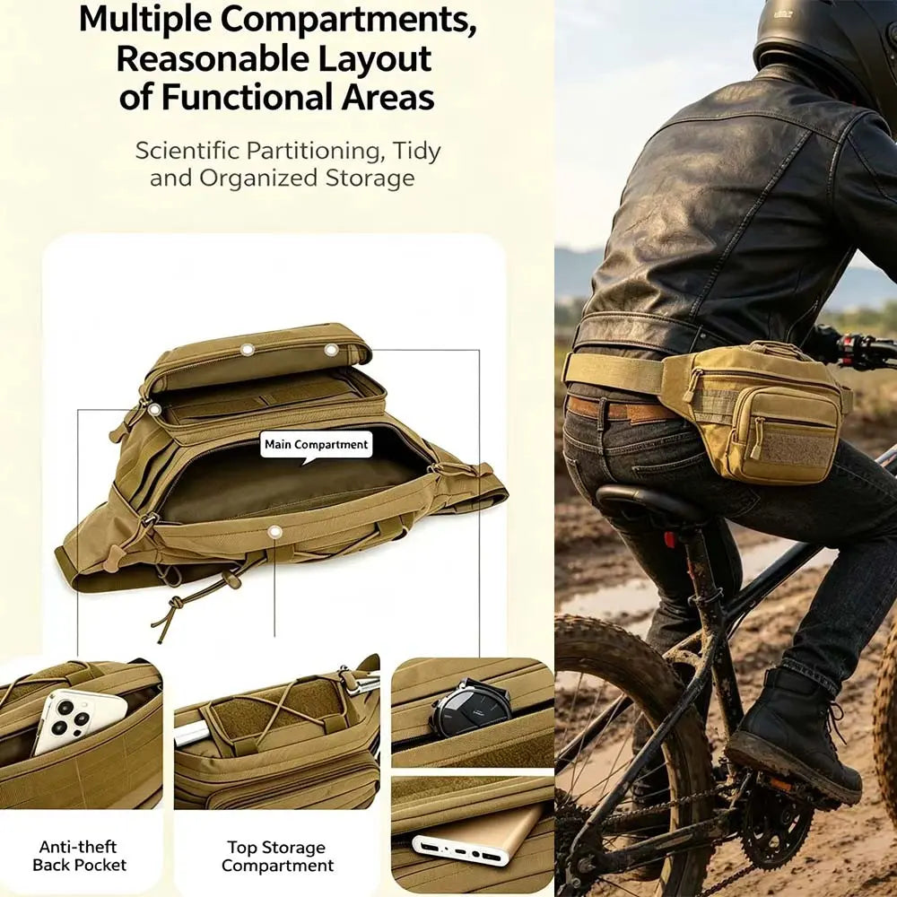 Molle Waist Bag, Lightweight Crossbody Phone Pouch, Durable Outdoor Hiking, Outdoor Sports Bag, Multi-Functional Shoulder Bag, Camping Cycling Backpack