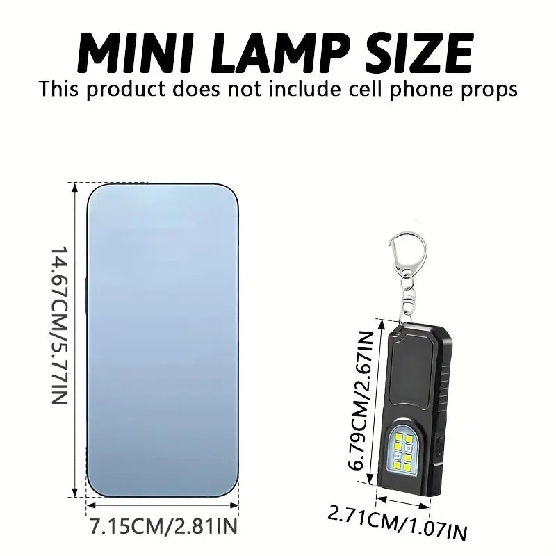 Portable USB Charging Handsfree Flashlight, Mini Keychain Lamp with Bottom Magnetic, 5 Light Modes, Emergency Lantern for Travel, Camping, Fishing