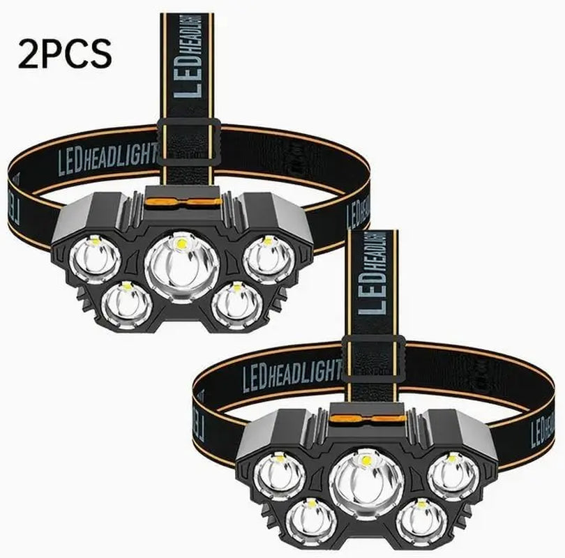 2 Pack Rechargeable LED Headlamp, 3 Modes Waterproof Head Light, Adjustable Bright Head Flashlight for Outdoor Camping, Hiking, Trekking, One for You One for Partner, or Keep One as Backup, Hands-Free Lightweight Gear for Trail, Tent Setup & Night Fishing