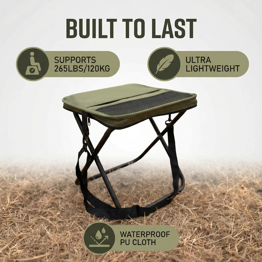 Portable Camping Stool & Folding Small Chair - Compact Folding Stool, Durable Collapsible Stool for Fishing, Hiking, BBQ, Outdoor Events