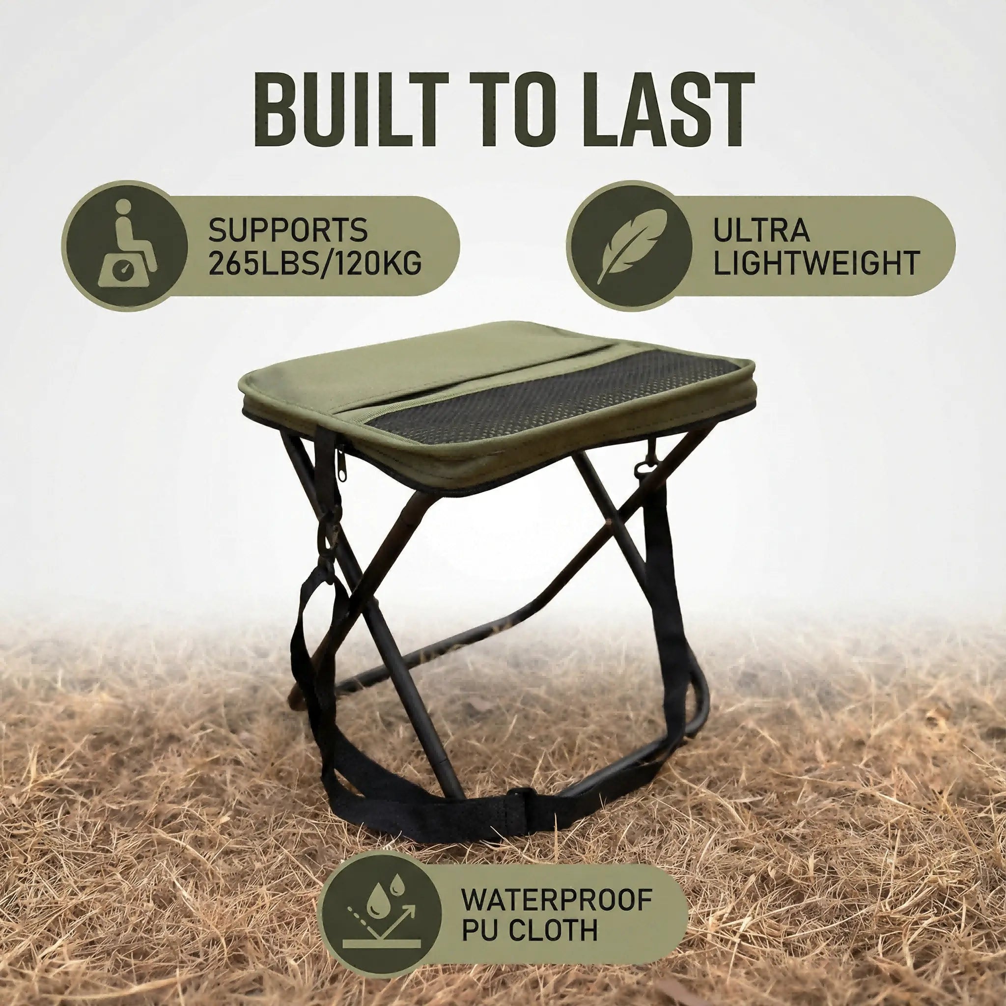 Portable Camping Stool & Folding Small Chair - Compact Folding Stool, Durable Collapsible Stool for Fishing, Hiking, BBQ, Outdoor Events