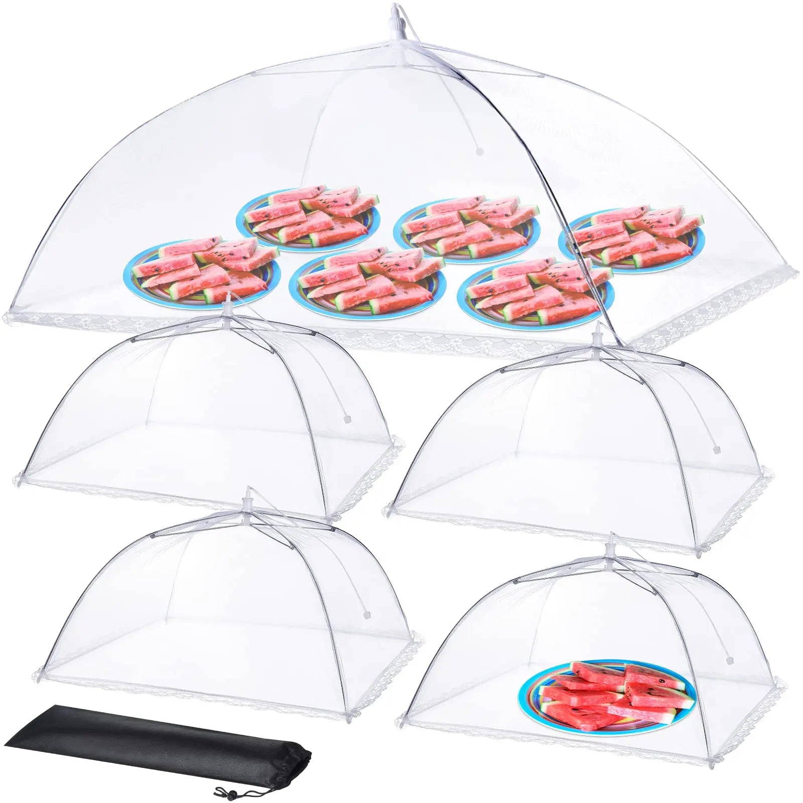 5PCS Food Covers for outside - 1 XXL & 4 S Tents/Food Covers for outside Pop-Up Mesh Reusable Food Nets for Parties Picnics Outdoor Bbqs Collapsible