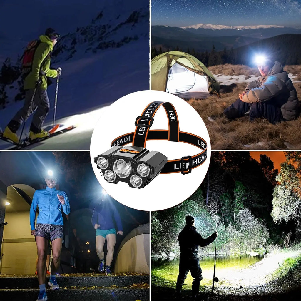 2 Pack Rechargeable LED Headlamp, 3 Modes Waterproof Head Light, Adjustable Bright Head Flashlight for Outdoor Camping, Hiking, Trekking, One for You One for Partner, or Keep One as Backup, Hands-Free Lightweight Gear for Trail, Tent Setup & Night Fishing