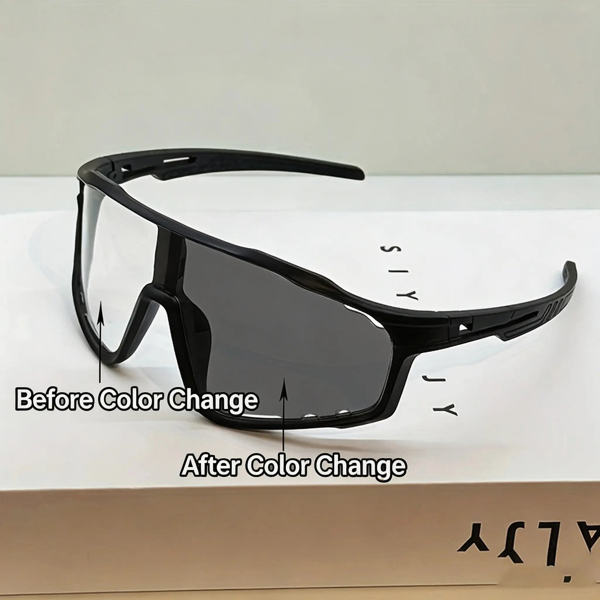 Uv-Protective Sunglasses for Hiking & Cycling - Windproof, Changes Color in Response to UV Intensity; the Stronger the UV Light, the Deeper the Color Change.Sand-Resistant Sports Eyewear with Versatile, Stylish Photochromic Lenses