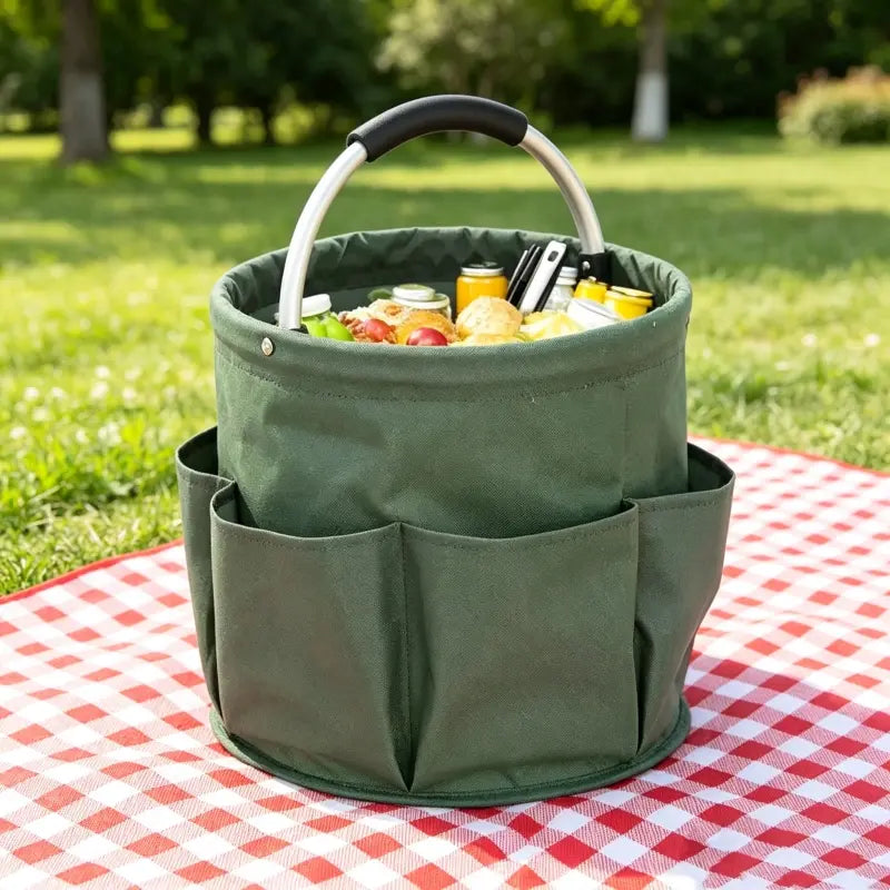 Foldable Multi-Pocket Picnic Storage Basket, Portable Laundry Bag, Outdoor Camping Travel Organizer, Large Capacity Waterproof Storage Bin, Multiple Colors Available, Outdoor Camping Supplies, Camping Accessories