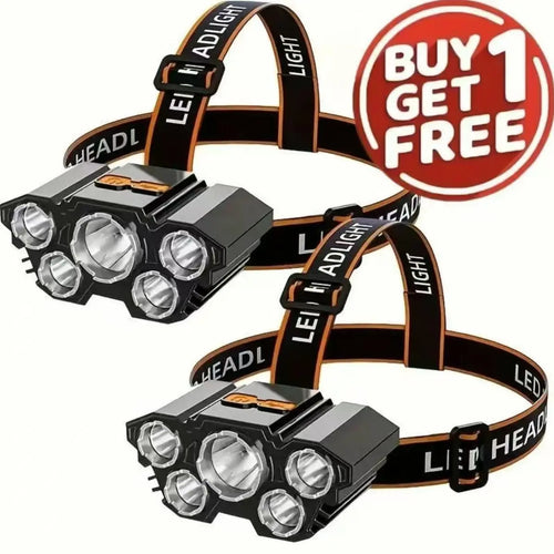 2 Pack Rechargeable LED Headlamp, 3 Modes Waterproof Head Light, Adjustable Bright Head Flashlight for Outdoor Camping, Hiking, Trekking, One for You One for Partner, or Keep One as Backup, Hands-Free Lightweight Gear for Trail, Tent Setup & Night Fishing