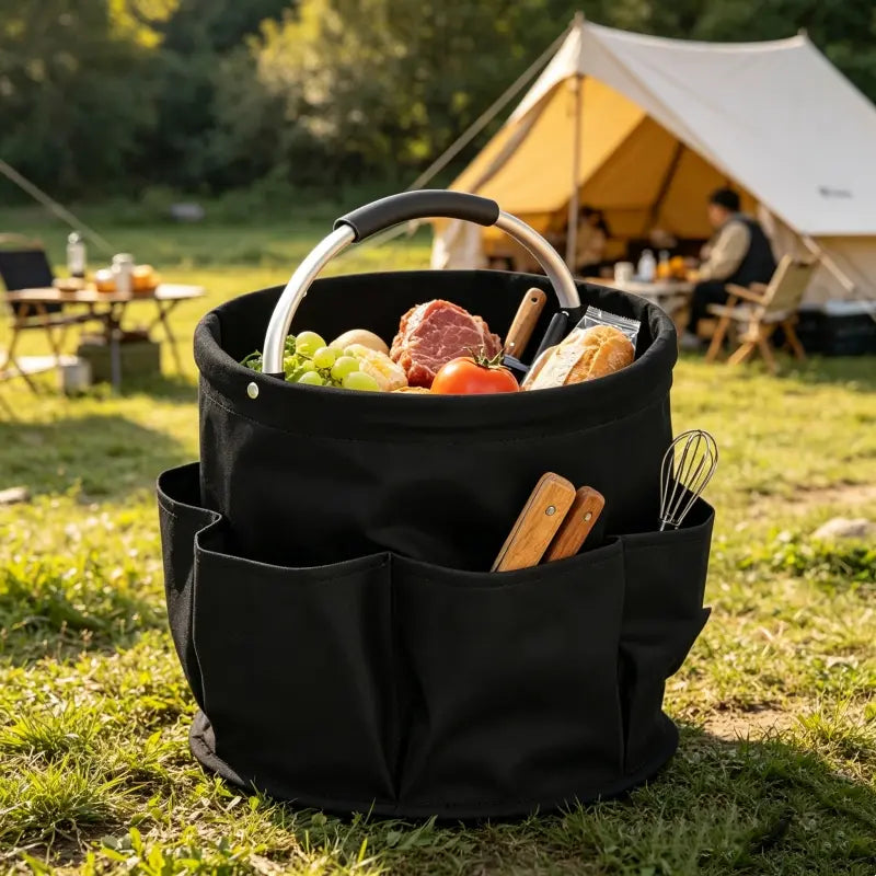 Foldable Multi-Pocket Picnic Storage Basket, Portable Laundry Bag, Outdoor Camping Travel Organizer, Large Capacity Waterproof Storage Bin, Multiple Colors Available, Outdoor Camping Supplies, Camping Accessories