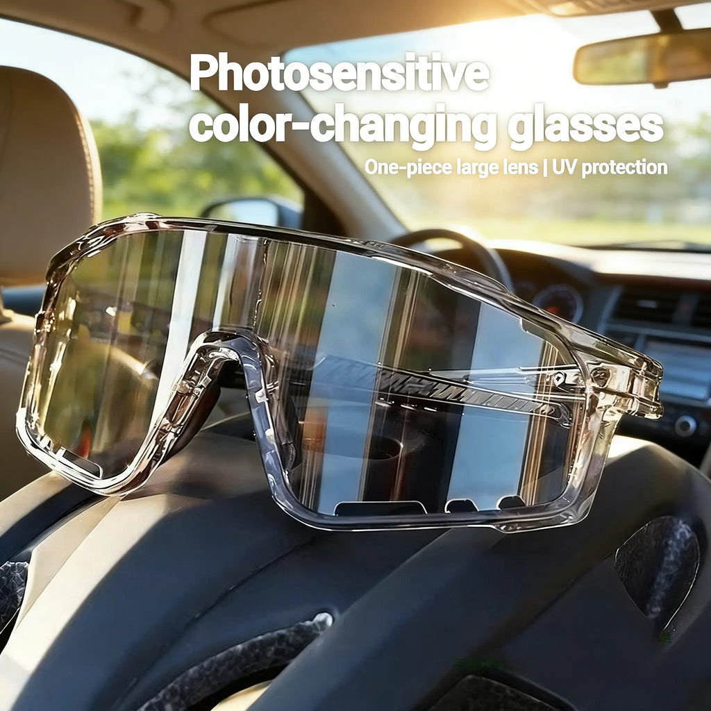 Uv-Protective Sunglasses for Hiking & Cycling - Windproof, Changes Color in Response to UV Intensity; the Stronger the UV Light, the Deeper the Color Change.Sand-Resistant Sports Eyewear with Versatile, Stylish Photochromic Lenses
