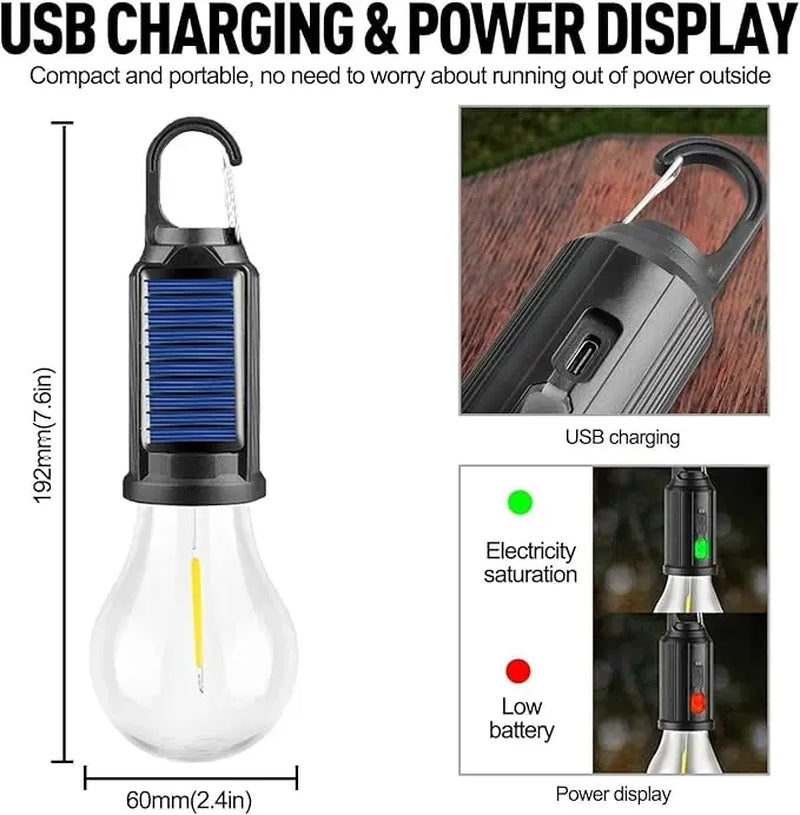 1/2/4 PCS Rechargeable Solar LED Light Bulbs with Waterproof Clip Hook, Solar Outdoor Lights, Portable Camping Gear for Hiking & Emergency Use