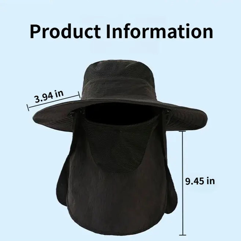 Men & Women Summer Detachable Sun Hat, Wide Brim UV Protection Fishing Hat with Face Mask, Outdoor Hiking Mountaineering Cap,Summerwins